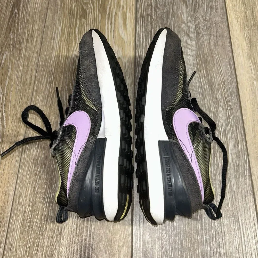 Nike Waffle One Youth US Size 2Y Black Green Purple Sneaker Shoes DC0480-002
